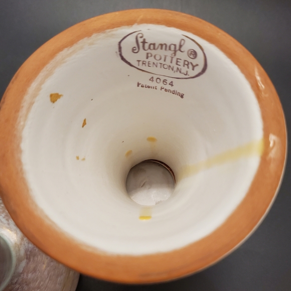 1950's Stangl Antique Gold Light Blue / Aqua Pair 4" Candlesticks 1 Repair 4064 - Picture 7 of 11